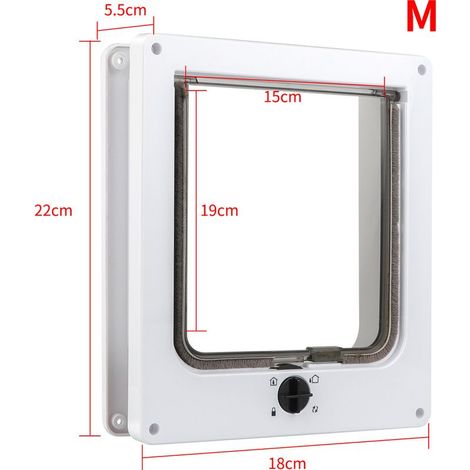 Chatière étanche avec système de verrouillage rotatif à 4 positions pour chat et petit chien, facile à installer et à utiliser, version améliorée (1/4)