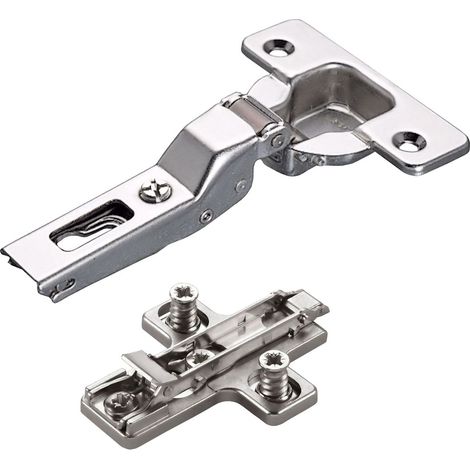 2 x Salice Topfband 110° Serie 200 Bohrbild T52 Mittelanschlag inkl. Kreuz-Montageplatte Höhe 6 mm mit vormontierten Euroschrauben und Exzenterverstellung Möbelscharnier von SOTECH (1/4)