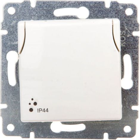 Vena Spritzwassergeschützte Steckdose mit/mit IP44 mit Abdeckung, Klappe, weiß 510439