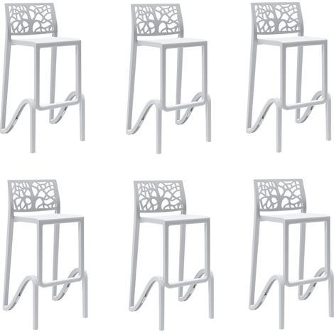 Sgabello bar impilabile alto H. seduta 75 cm TETI Bianco set 6 pezzi (1/2)