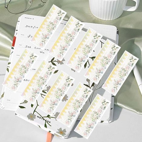 Autocollants pour animaux de compagnie « Une belle journée » : Série Dentelle romantique, 10 autocollants décoratifs en dentelle pour carnet DIY, Paysage de rêve brise chaude (1/4)