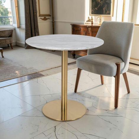 Table à manger ronde aspect marbre ø90 cm TORANO (1/5)