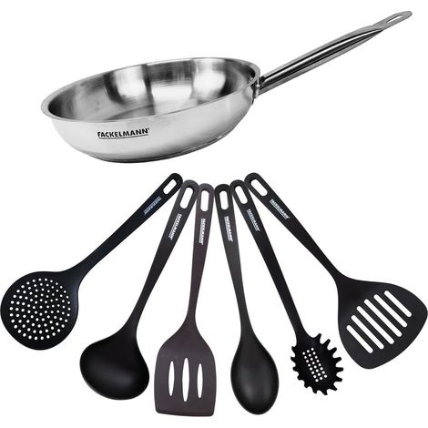 Set de 1 poêle 28 cm en inox et 6 ustensiles Fackelmann Eterna (1/5)
