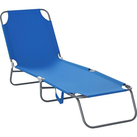 Transat Pliable - Dossier Réglable - Structure Métallique Antirouille - Pour Extérieur Jardin Piscine Camping - 1 Pièce (1/5)