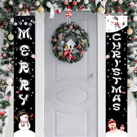 2 Christmas distichs, outdoor decorations, outdoor flags, outdoor hanging flags, 180 cm x 30 cm, 100D polyester fabric (1/5)
