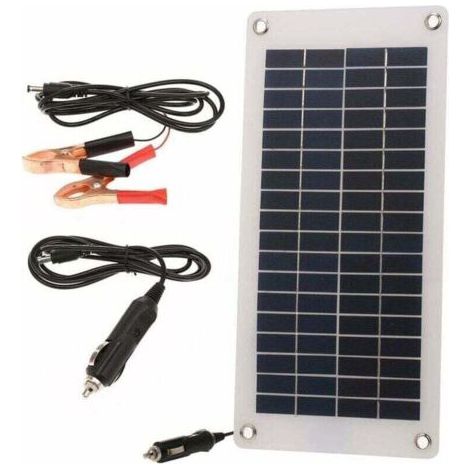 Chargeur de voiture solaire avec panneau solaire portable et connecteur allume-cigare charge d'entretien semi-flexible convient aux camping-cars, motos, bateaux, remorques marines, tracteurs et véhi