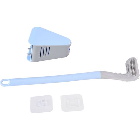 [Toilet Brush] Brosse de Golf de toilettes Long manche design Angulaire fixe Clean&Clean Sans Tâches bleu-Multipack avec Support triangulaire 100mm L X 71mm L X 415mm H (1/5)