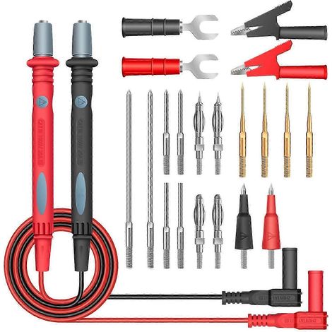 Jeu de cordons de test pour multimètre Fluke 22 en 1 avec sonde à pinces crocodiles électriques-AquaForge (1/5)