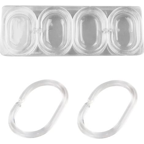 12 Duschvorhangringe – Kunststoffhaken – Leichtgängiges Gleitsystem – Feuchtigkeitsbeständig – Transparent – 5,6 x 3,9 cm (1/5)