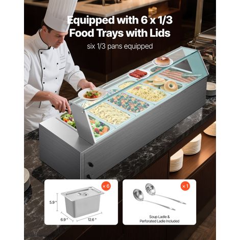 Chauffe-Plat Électrique à Vapeur 1500 W Buffet Chauffant en Inox (1/5)