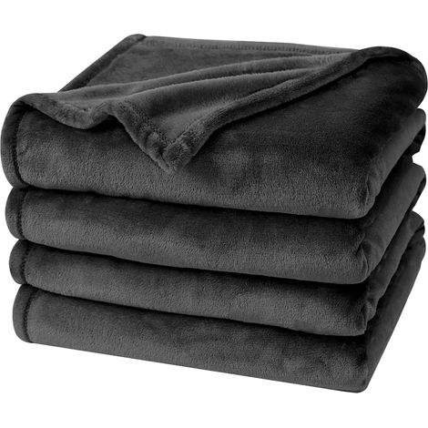 Couverture En Polaire - 130 X 150 Cm - Pour Canapé Et Lit - 270 Gsm - Noir (1/5)