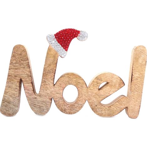 Décoration de Noël lettres à poser en bois XMAS TRADI