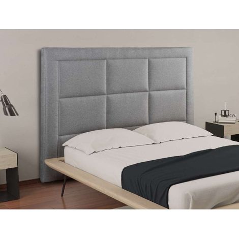 Cabecero Napoles tapizado en tela antimanchas gris. 130 cm (alto), 145 cm (ancho), 7 cm (fondo). (1/2)