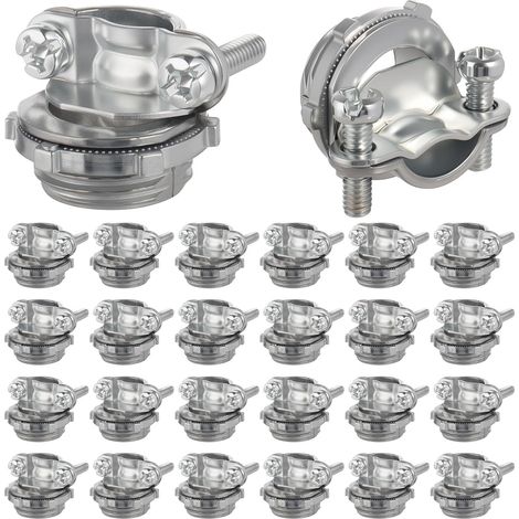 25PCS,  1/2 inch Clamp Type Cable Connectors,  Zinc Alloy Wire Clamps for NM Cables,  Electrical Wires,  Metal Conduit,  Electrical Box (1/5)