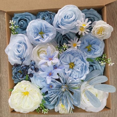 Coffret de fleurs artificielles assorties : bouquet de tournesols et de roses, décoration pour mariage, fête, maison, baby shower (orange)-AquaForge (1/5)