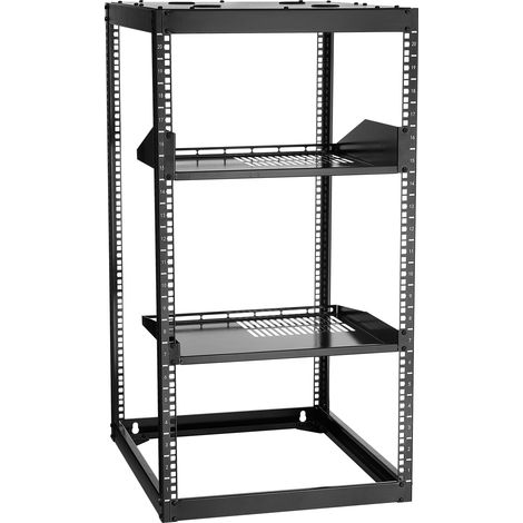 VEVOR 20U Open Frame Netzwerk-Rack, 585 mm Tiefe, Wandmontage oder Stand-Server-Rack, 4-Pfosten-Konstruktion, mit belüfteten Regalen & Montagezubehör, für Netzwerk-IT-Geräte & AV-Ausrüstung (1/5)