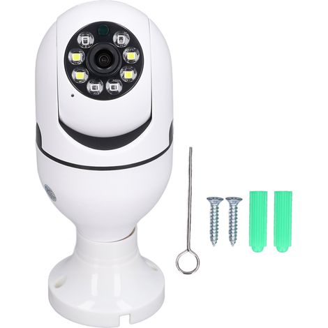 Caméra de surveillance panoramique 360° pour ampoule E27, vision nocturne, détection de mouvement, interphone bidirectionnel, contrôle via application, compatible Tuya. (1/5)