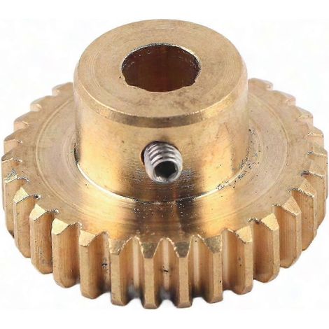 Engrenage droit en laiton mod 0.8, 30 dents, alésage 6 mm - Pièce de robotique industrielle, composant mécanique de précision. (1/5)