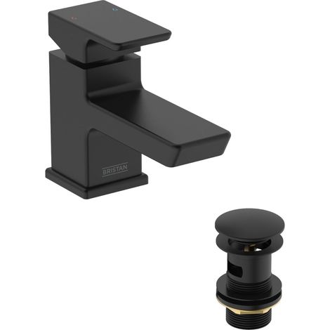 Robinet mitigeur de lavabo en cobalt avec bonde clic-clac Noir (COB BAS BLK) (1/5)