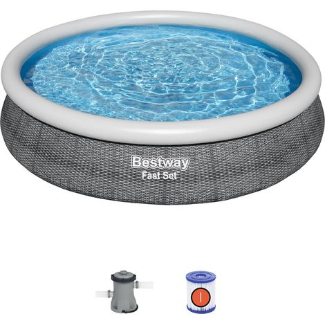 Piscina gonfiabile rotonda Bestway Fast Set grigia 366x76 cm (1/5)