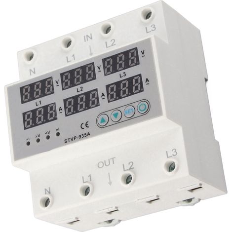 Relais protecteur ampérométrique voltmétrique réglable triphasé écran digital réarmement auto 220V 380V 63A 1-63A (1/5)