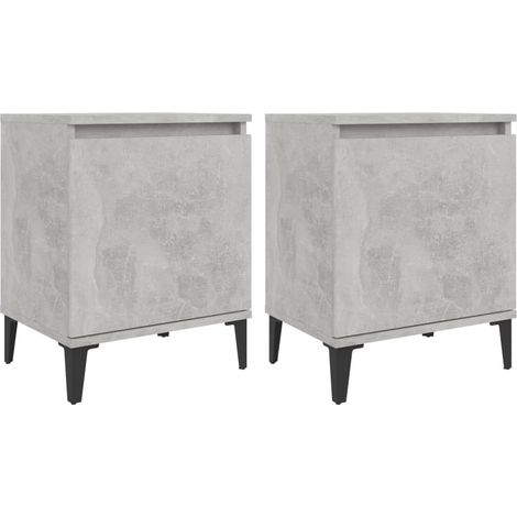 Maison Exclusive - Nachtschränke mit Metallbeinen Betongrau 40x30