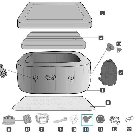 Lot de 10 adaptateurs vidange Bestway P6932A – Raccord d’évacuation pour spa Lay‑Z‑Spa