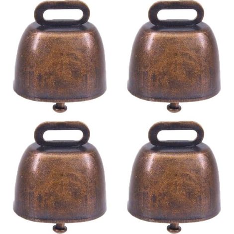 4 Stück Mini Kuhglocken aus roter Bronze Laute Anti Verlust Tierglocken für Rinder, Ziegen und Haustiere Jingle Bells (1/4)