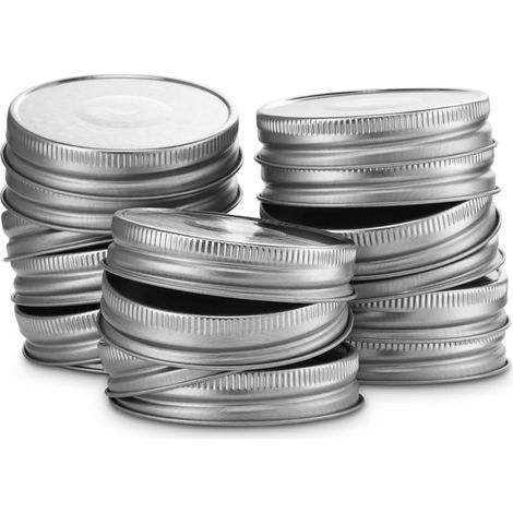 Set mit 15 Einmachgläsern (70 mm) mit luftdichten Silikondeckeln zur Aufbewahrung von Lebensmitteln, silberfarbenes Metallic-Design (1/4)