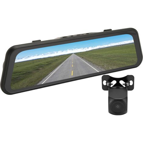 Rétroviseur intelligent 9,66 pouces Full HD 1080P avec caméra de recul, vision nocturne et capteur de choc pour voiture