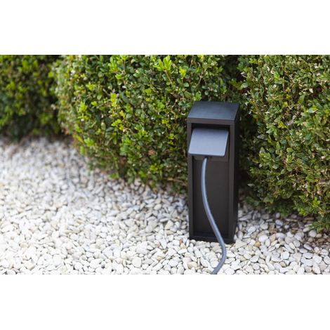 Paletto presa giardino 1x Schuko IP54 nero Lutec Mains (1/4)