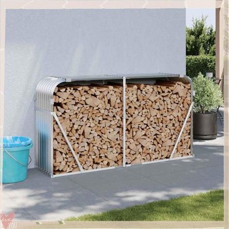 364594 Porte-bches argenté 180x45x100 cm acier galvanisé (1/5)