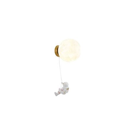 Applique murale lune pour chambre d'enfant, style moderne et minimaliste, motif astronaute, lampe de chevet LED tricolore, diamètre 15 cm (1/5)