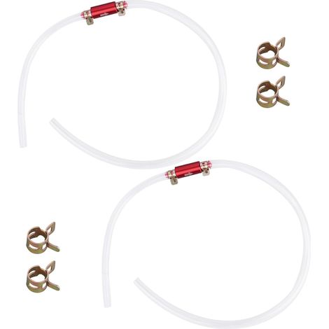 2pcs Tuyau de Purge Frein, Caoutchouc et Aluminium Tuyau Purge de Frein Voiture avec 2 Petites Pinces et Clapet Anti-Retour pour Moto Camion Voiture (Rouge) (1/5)