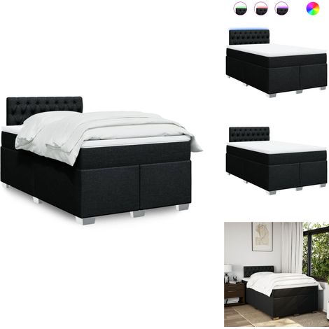 Sommier à lattes de lit avec matelas noir 120x190 cm tissu - Sommier À Lattes De Lit - Sommiers À Lattes De Lit - Lit - Meuble De Chambre À Coucher (1/5)