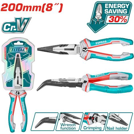 PINZA A BECCHI LUNGHI CURVI AD ALTA LEVA 200mm Cr-V BECCO LUNGO CURVO TOTAL