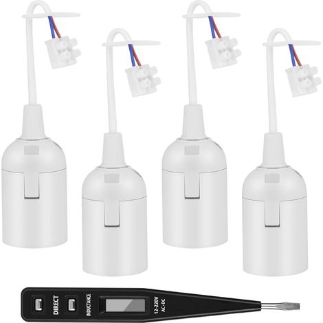4PCS Douille E27 avec Fil, Douille de Lampe + Testeur de Tension VDE (1/5)