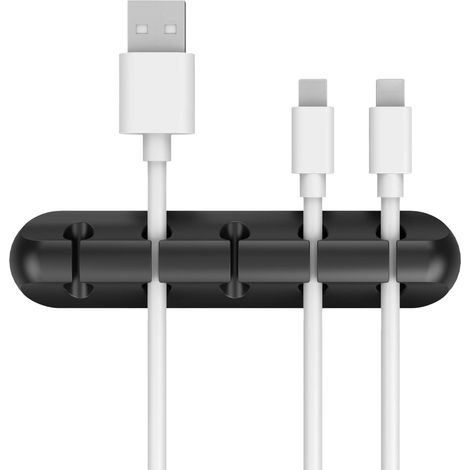 Cable Clip - Adhesive Cord Organizer for Desk Nightstand Office Car - Rubber Cable Holder with Single Double Triple Five Slots - Black White Gray (1/5)