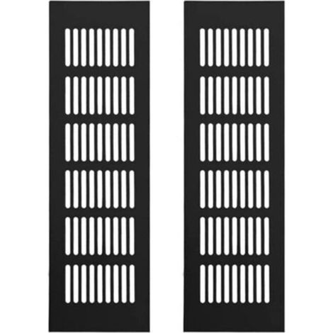 SABIR Grille Aération Aluminium 2 Pièces Grille d'Aeration Grille de Ventilation Rectangulaire Grille d'Aeration en Alliage Grille Daération Extérieure pour la Ventilation Noir 250 80mm (1/5)