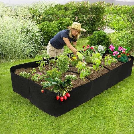 Sac de plantation rectangulaire en feutre à plusieurs compartiments, sac de plantation divisé pour légumes, pot de fleurs vert pour jardin, joli sac de plantation