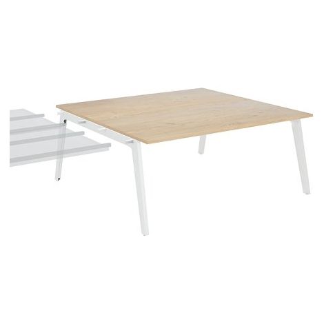Pôle de 2 bureaux suivants chêne clair piètement blanc RAL 9010 + goulotte L 180 cm - Exprim - Maxiburo