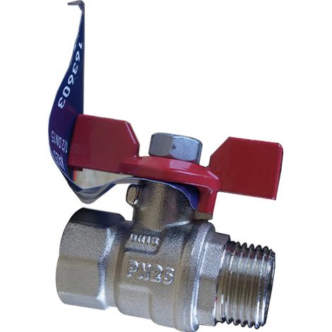 Vanne à sphère PN25 NILE ACS Manette Papillon rouge Mâle/Femelle 1/2" (15/21) - Arco (1/3)