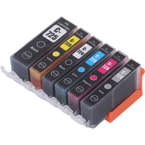 Cartouche d'encre ABS pour imprimante PIXMA IP4870 IP4970 IX6560, lot de 6 : noir, cyan, magenta, jaune et gris (1/5)