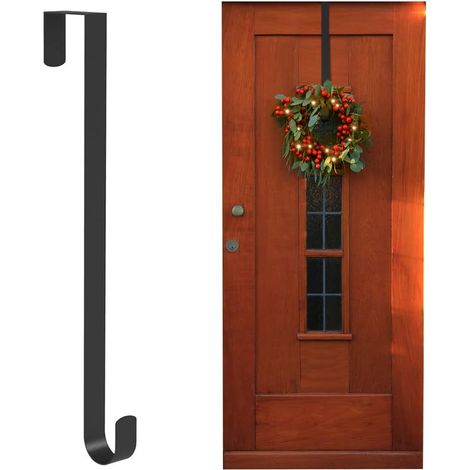 38 cm Couronne Cintre pour Porte d'entrée Décoration de Noël en métal sur la Porte Crochet Simple, Noir (1/5)