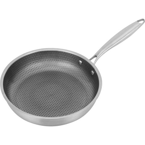 Senderpick – Poêle à frire en acier inoxydable Ø28cm – Revêtement antiadhésif – Conductivité thermique optimale – Design nid d'abeille (1/5)