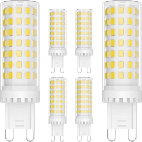 6 Pack Ampoule LED G9 9W Économie d'énergie Équivalent 70W Lampe Halogène G9 LED 360° Angle de faisceau AC220-240V 900LM 6000K pour Chambre Salon Cuisin,Non Dimmable (1/5)