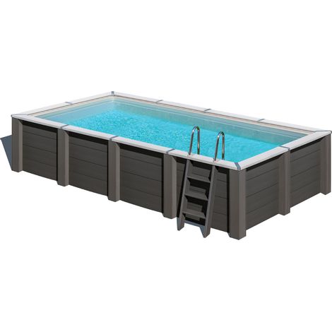 GRE – Piscine composite rectangulaire 6,06 x 3,26 x 1,24 m – Structure en composite 36 mm – Filtration à sable 4 m³/h – Garantie 5 ans