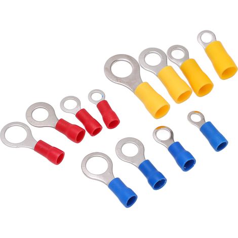 Kit de 240 cosses à anneau mixtes à déconnexion rapide pour fils isolés, destiné à l'industrie électrique. (1/5)