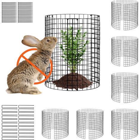 Lot de 6 cages à plantes, grillage de protection pour fleurs et légumes, 32 x 35,5 cm, contre lapins et poules (1/5)