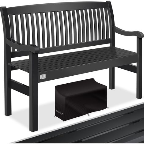 KESSER® Gartenbank Holz Holzbank wetterfest Parkbank Massivholz Sitzbank Balkonbank Gartenmöbel Bank für Balkon Terrasse & Garten Anthrazit / 125 cm (1/5)